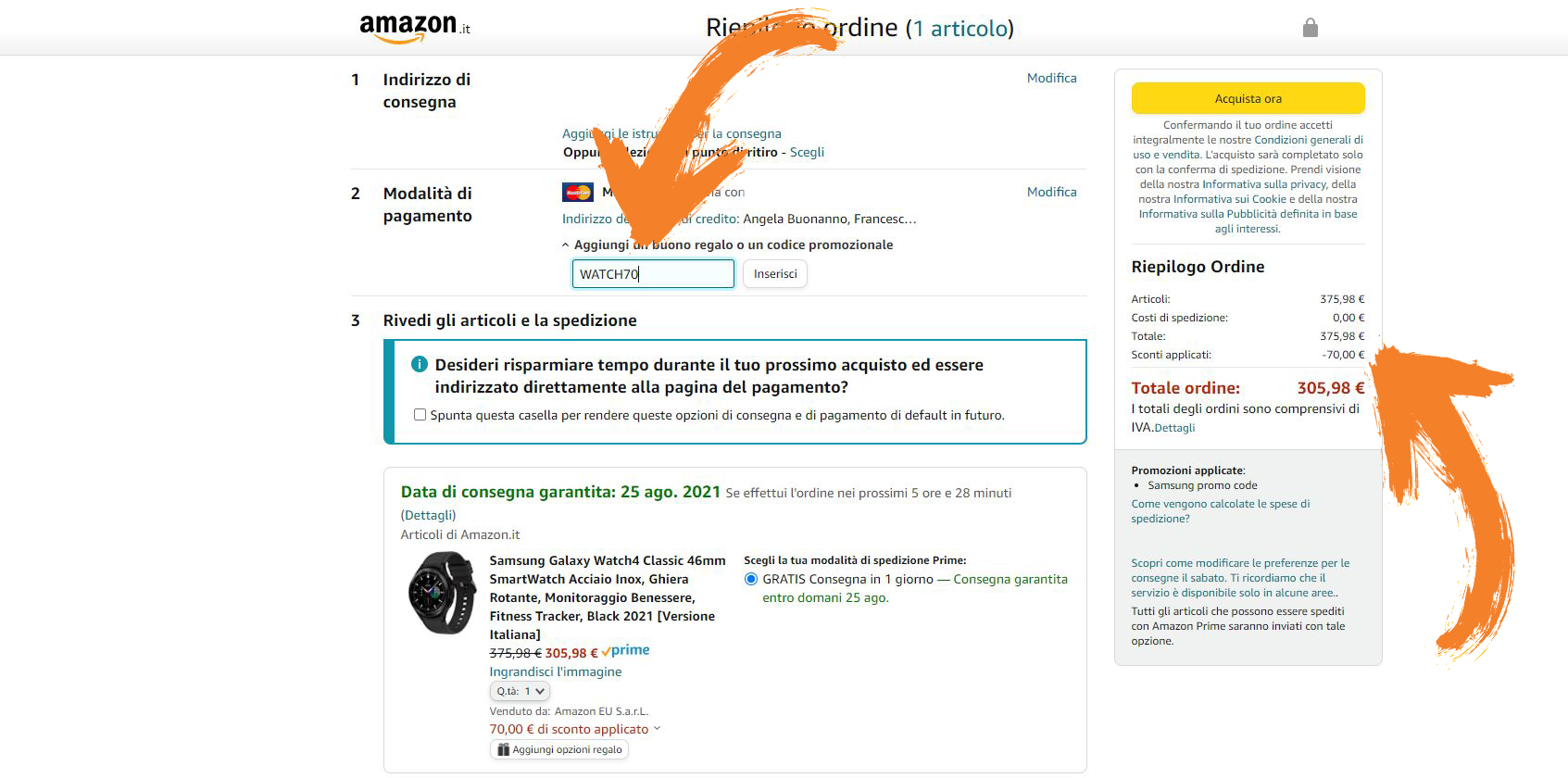 2 come applicare codice sconto su amazon, samsung galaxy watch4 2 come applicare codice sconto su amazon, samsung galaxy watch4