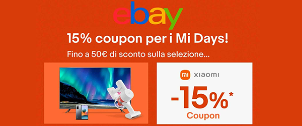 Ebay Xiaomi Mi Days Codice Sconto del 15%
