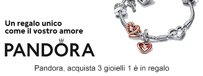Pandora, acquista 3 gioielli 1 è in regalo